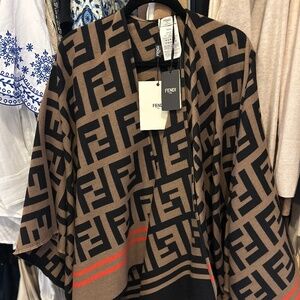 Fendi Ff Poncho Brown